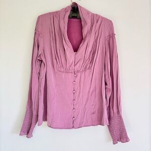 SCARLET DARKNESS Women Renaissance Retro Shirt Lantern Sleeves Top Size L Purple